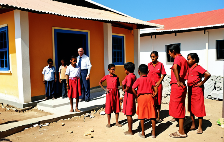Building Foundations of Trust**
    A vibrant, sunlit scene depicting American aid workers and Timorese citizens, including children and adults, collaboratively engaged in a development project. The focus is on rebuilding and strengthening, such as constructing a school, a community health clinic, or conducting a training session for local officials, symbolizing the initial steps of development aid and democratic institution-building. Emphasize a sense of shared purpose, mutual respect, and hope for the future. Realistic, warm tones.

2.  **Prompt for