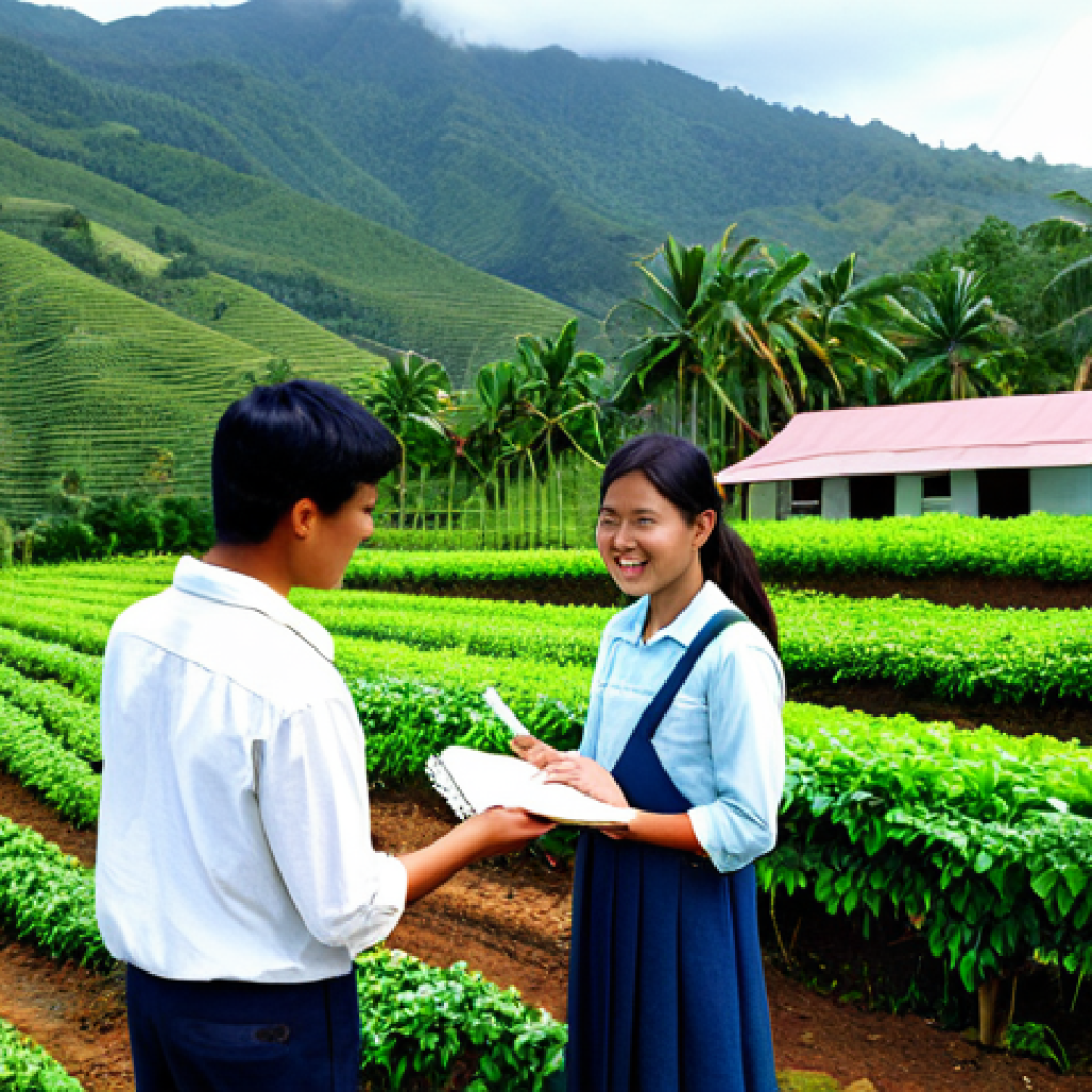 동티모르와 한국의 교류 - Coffee Plantation with Educational Exchange**
"A wide shot of a lush, green coffee plantation in th...