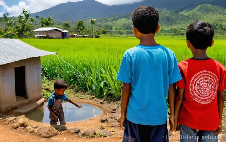 동티모르 물 부족 문제 - **Prompt:** "A vibrant and hopeful scene in a Timorese rural village, celebrating the installation o...