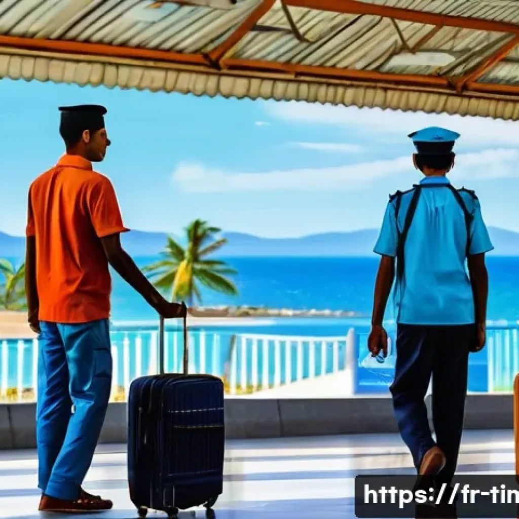 동티모르 가는 방법 - A vibrant scene of Dili International Airport&rsquo;s arrival area in Timor-Leste during daytime, showing ...