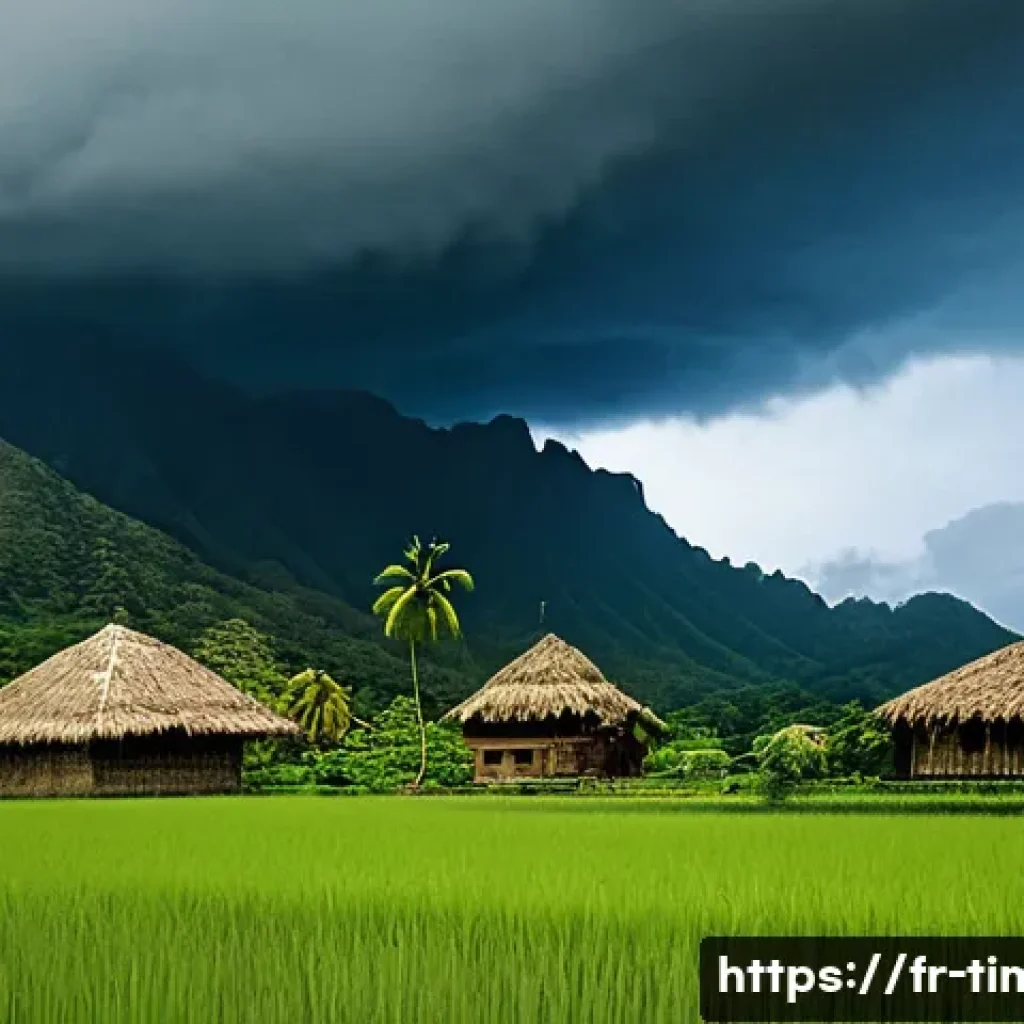 동티모르의 기후와 계절 - A dramatic landscape scene of East Timor under rapidly changing weather conditions: vibrant blue sky...
